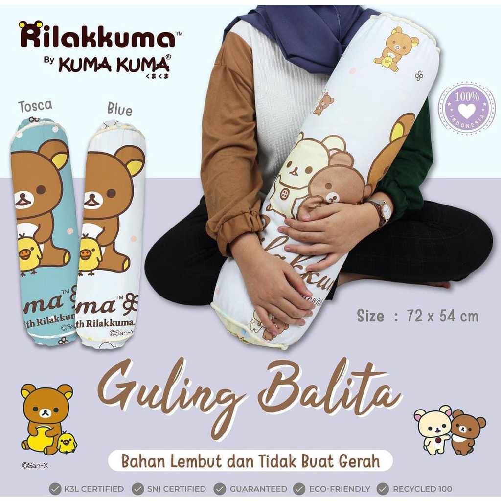 KUMA KUMA - GULING BALITA (72cm x 54cm) NEW MOTIF / RILAKKUMA / Sheep series / bread and butter blue / adem / dingin / bahan premium / cotton ausie / katun impor