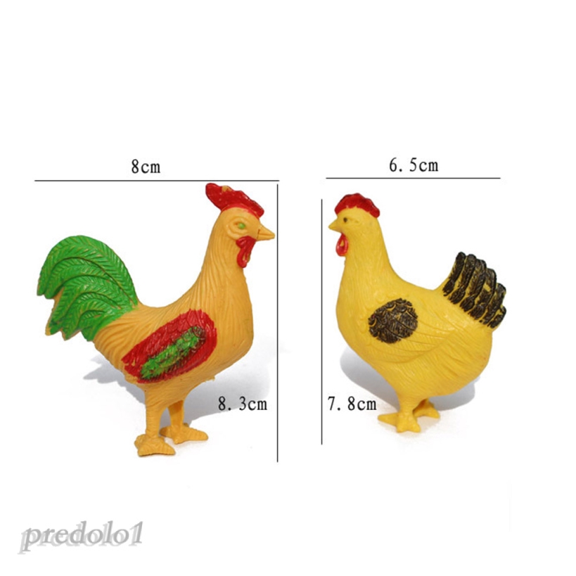 [PREDOLO1] 19 Pieces of Plastic Farm Animals Toys Hen Cock Duck Goose Model Figure Toys