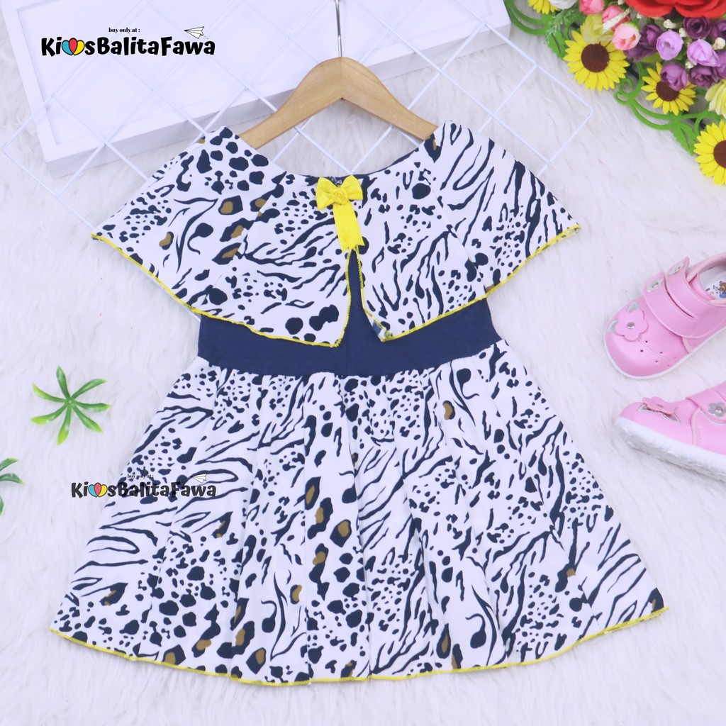 Dress Yolla size 1-4 Tahun / Baju Kensi Cewek Katun Adem Gaun Pesta Dress Cape Anak Perempuan Murah