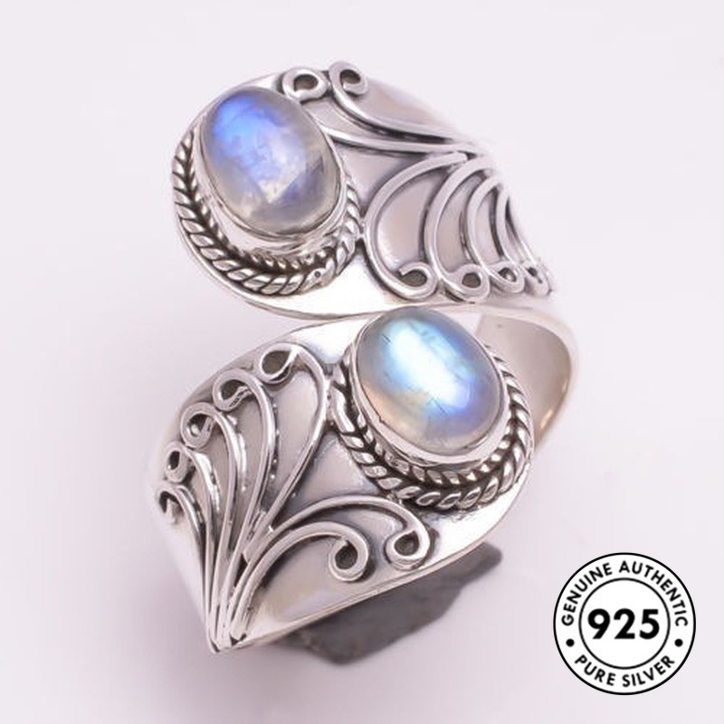 Cincin Sterling Silver 925 Dengan Batu Moonstone Untuk Wanita