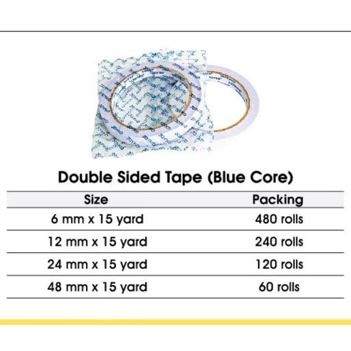 

DOUBLE TAPE 1/2 INCH JOYKO DOUBLE TAPE 1/2" 12 MM X 15 YARD DOBEL TIP