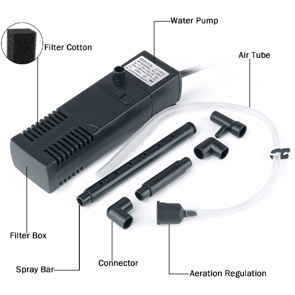 HiDOM AP-300L - Internal Submersible Aquarium Filter - 200L Per Jam