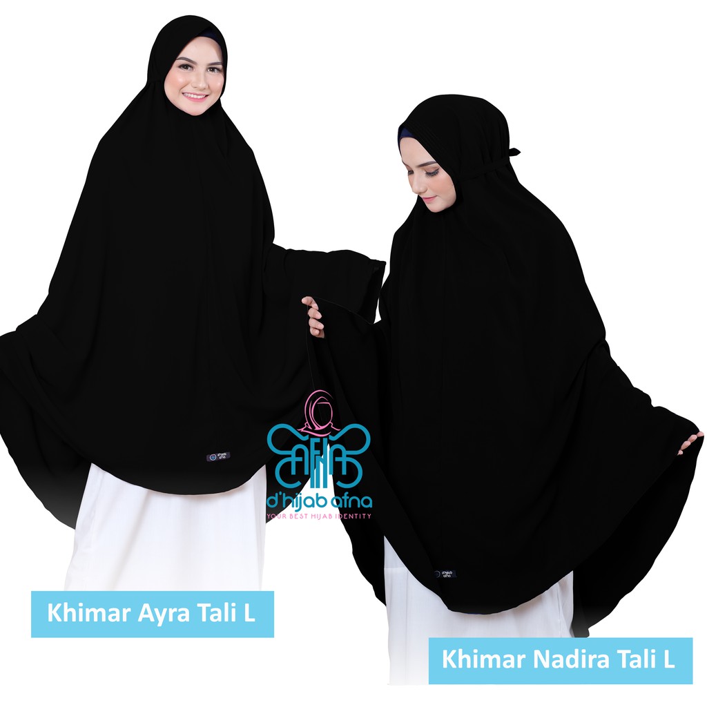 Afna Khimar Tali Wolfis JetBlack L Jilbab Jumbo Hijab Kerudung instan Syari Wolfis Pet Antem Non Pet