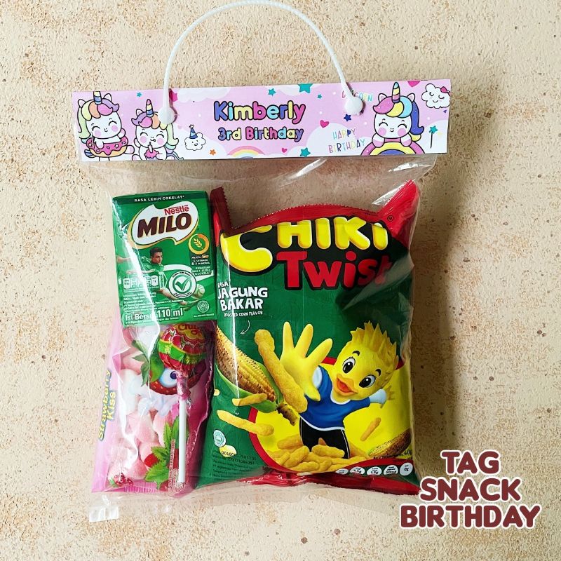 

Tag snack goodie bag souvenir birthday ulang tahun anak
