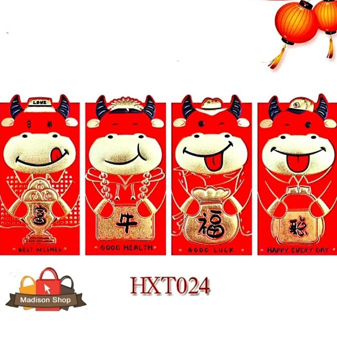 

HXT024 Angpao Imlek Merah Panjang isi 4 Ampao Imlek Kerbau Merah Emas