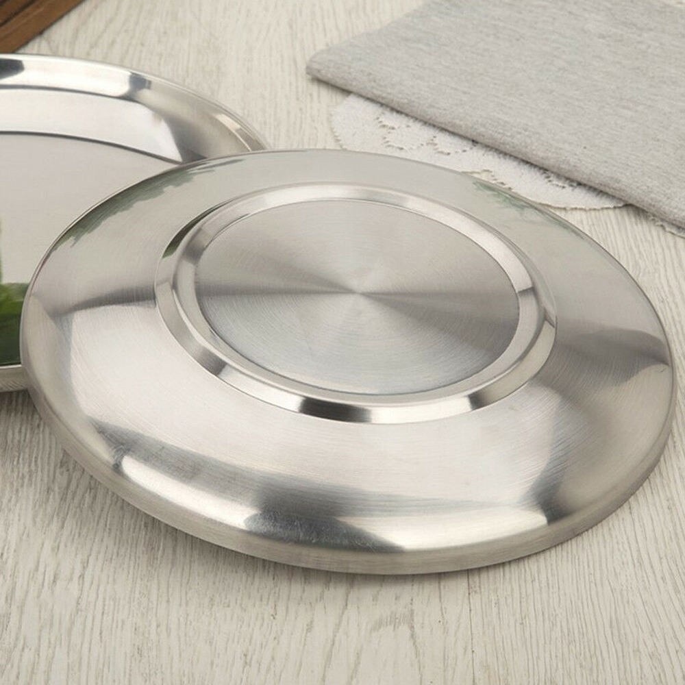 Piring Makan Nampan Baki European Style Stainless Steel 14 CM - SNTP0017 - Silver