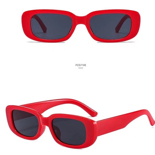 (Rowling) Kacamata Hitam  Abu Bingkai Hitam Anti-UV Wanita Pria  Import Kacamata Fashion-Ka-83 C2 Red