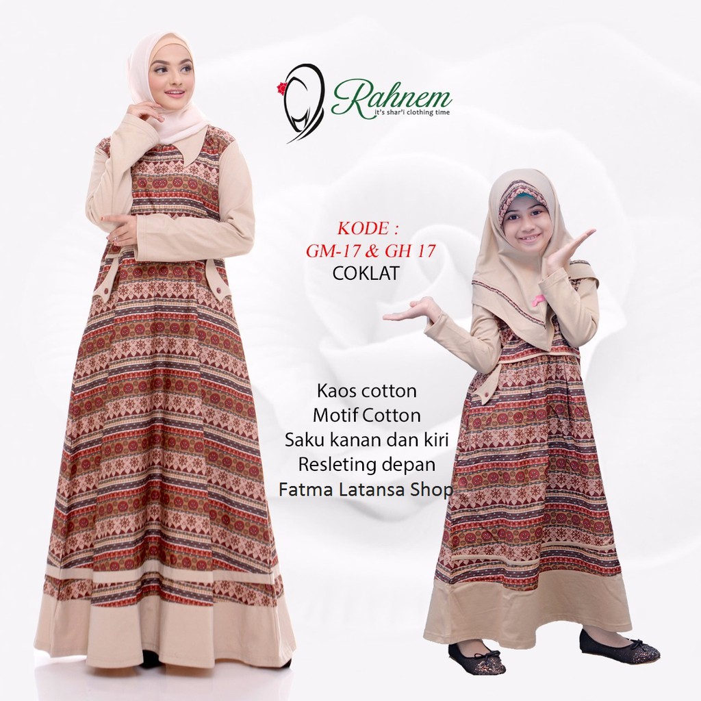 Gamis ibu dan anak/rahnem GM GH 17 coklat/baju murah/dress 
