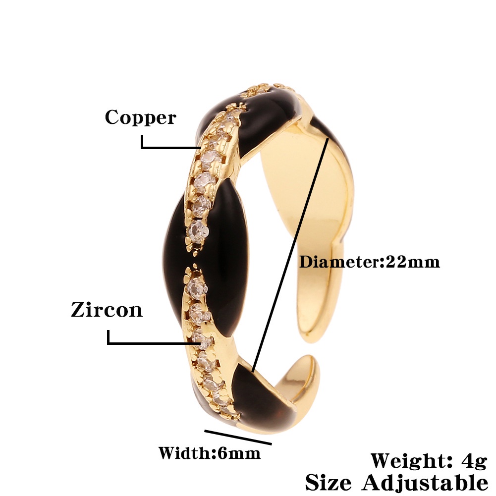 Ornamen menetes geometris bertatahkan zircon cincin Wanita serbaguna cincin