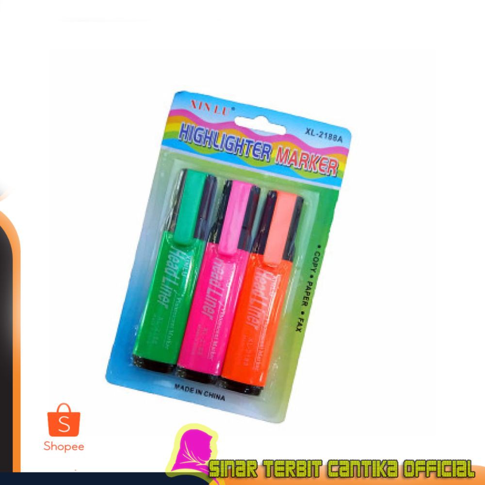

Murah XinLu Bukan Merk Stabilo Boss Highlighter Joyko Neon XL-2188 isi 3 Pcs