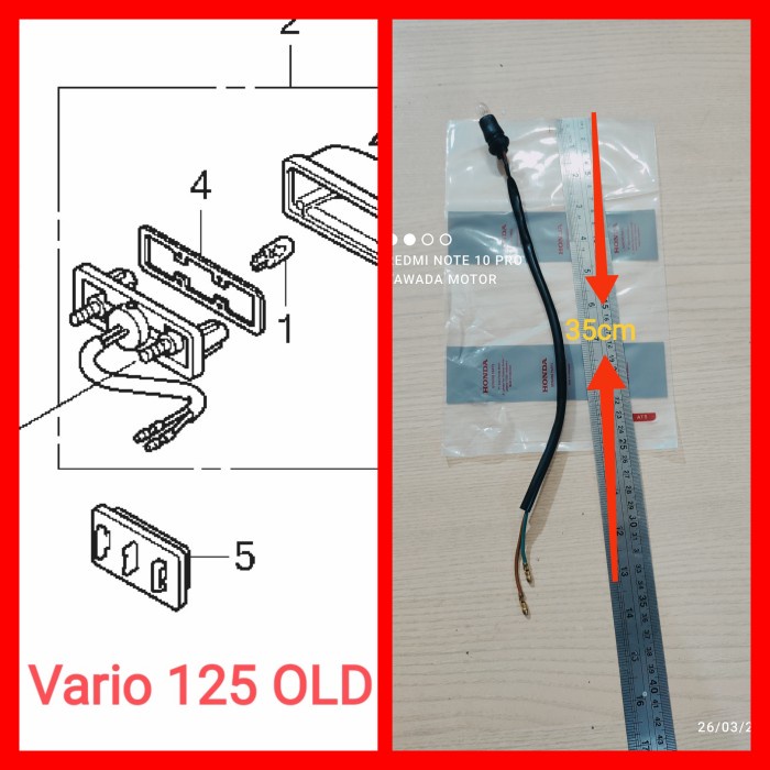 SOKET FITTING LAMPU PLAT NOMOR BELAKANG HONDA VARIO TEKNO 125 OLD KZR