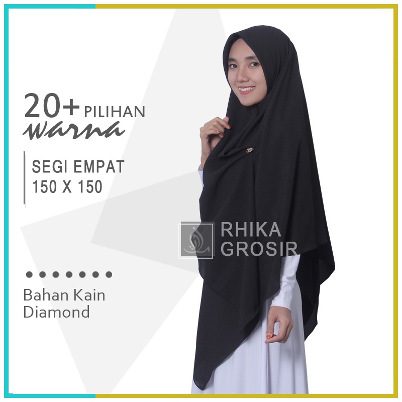 Jilbab Segi Empat 150 x 150 Jumbo Syari Hijab Mazoya