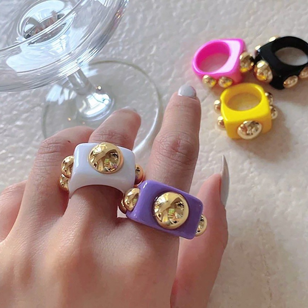 Needway  Cincin Ibu Jari Pria / Wanita Gaya Punk Korea Bahan Resin Metal 2021 Multi Warna