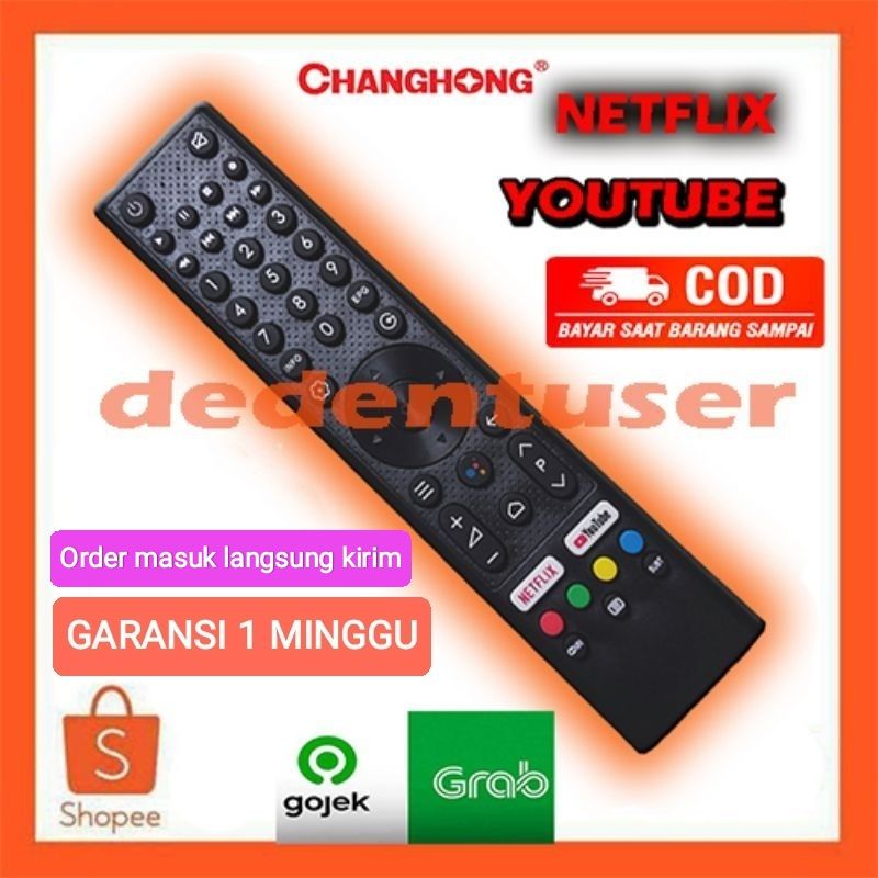 Remot changhong remote Tv smart android led L43H4 L43H7 youtube netflix
