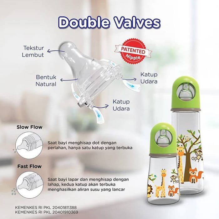 DOT nipple BOTOL BABY SAFE Double Valves Slim Neck / Wide Neck Nipple- BAYI ONLINE SHOP