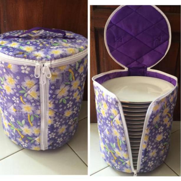 [PRODUK EW8GI] TAS PIRING BUSA 26,5 cm JUMBO Anti Debu - Tempat Piring Lapis Busa Tertutup - Sarung 