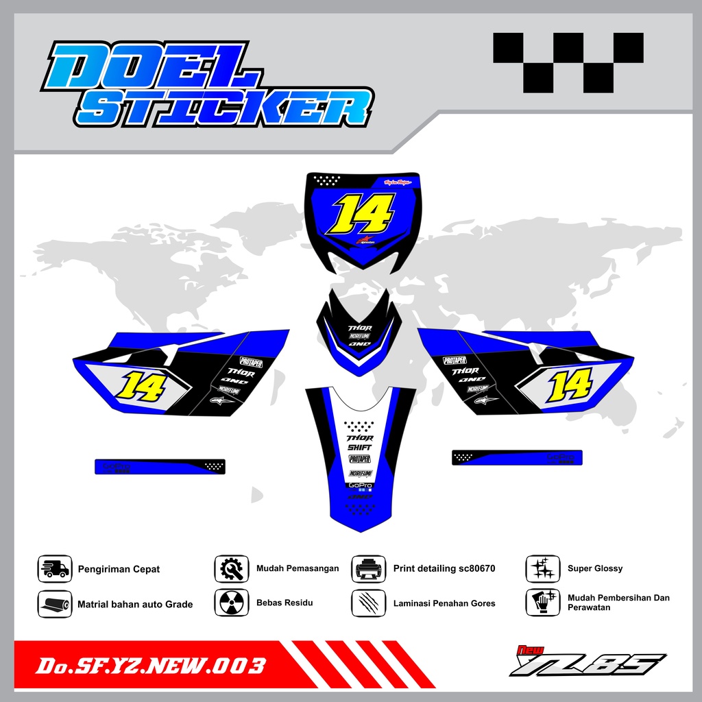 Sticker Striping YZ NEW List Variasi Hologram , Crome Doel 003