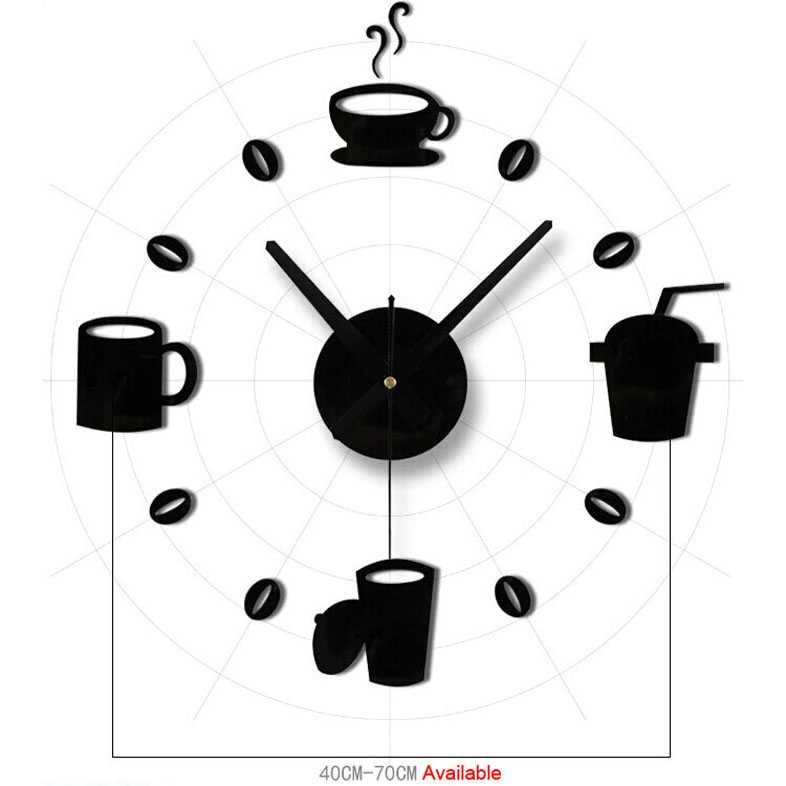 Jam Dinding DIY Giant Wall Clock Quartz Besar 30cm 70cm 120cm Tempel 3D Model Kopi Kafe Cafe Unik Kece Pajangan Hiasan Resto Dekorasi Dapur Ruang Makan Rumah Aesthetic Dekor Wolf-1
