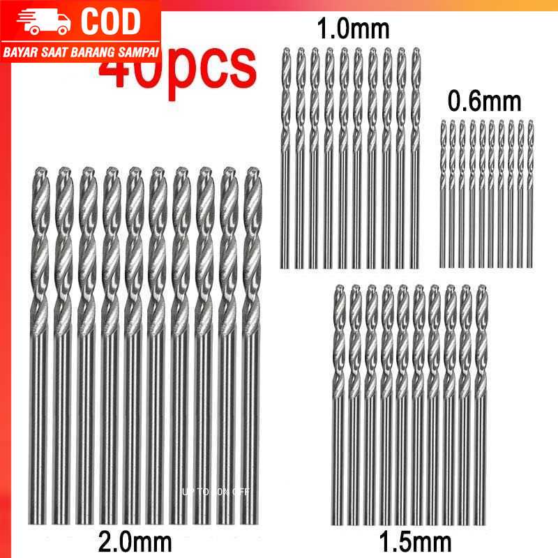 (100% BARANG ORI) Mata Bor Drill HSS Twist Drill Bit 0.6-2.0mm 40 PCS - QST-H20