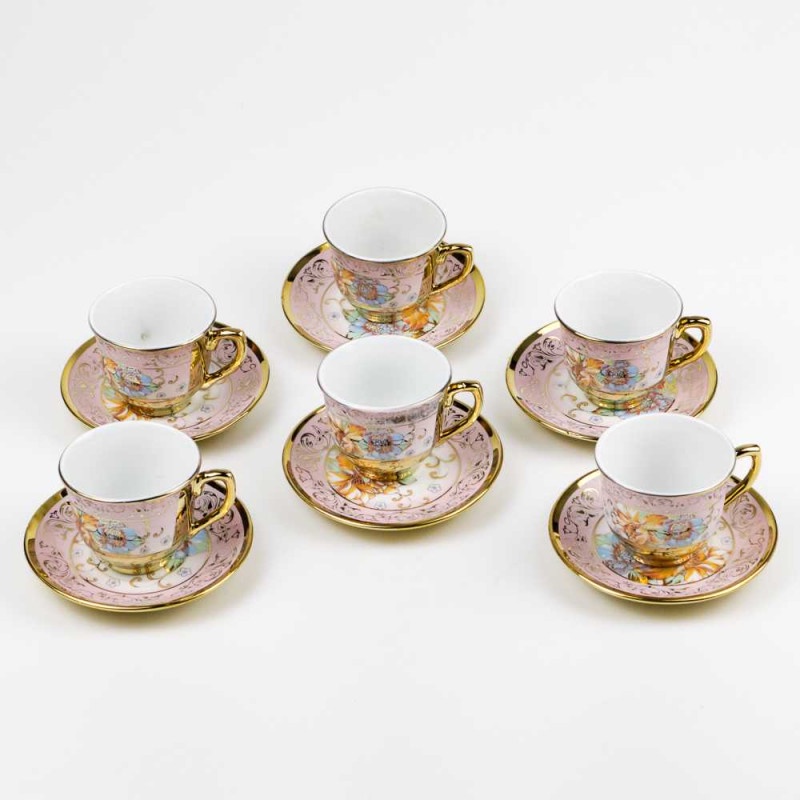 Cangkir Keramik Tea Set 6 Pcs Gelas Mug European Vintage Multi Warna