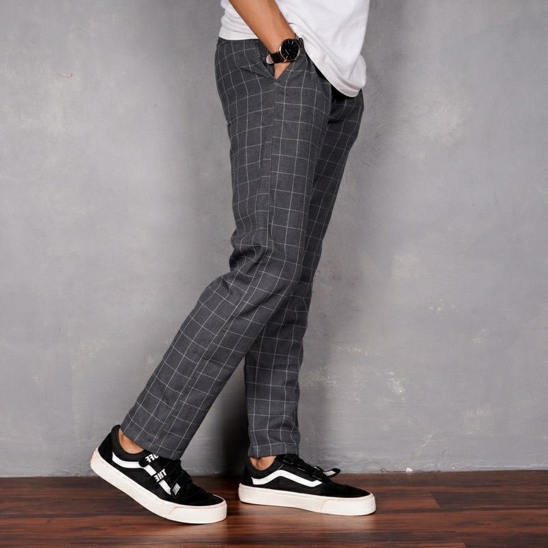 Celana panjang tartan black casual / Celana kotak kotak / Tartanpant