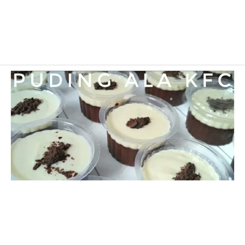 

Puding coklat dan fla dengan parutan coklat diatasnya