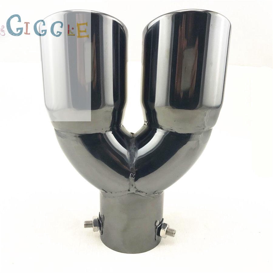 65mm 2.5/'/' Stainless Steel Car Tail Dual Outlet Exhaust Pipe Tip Trim Muffler
