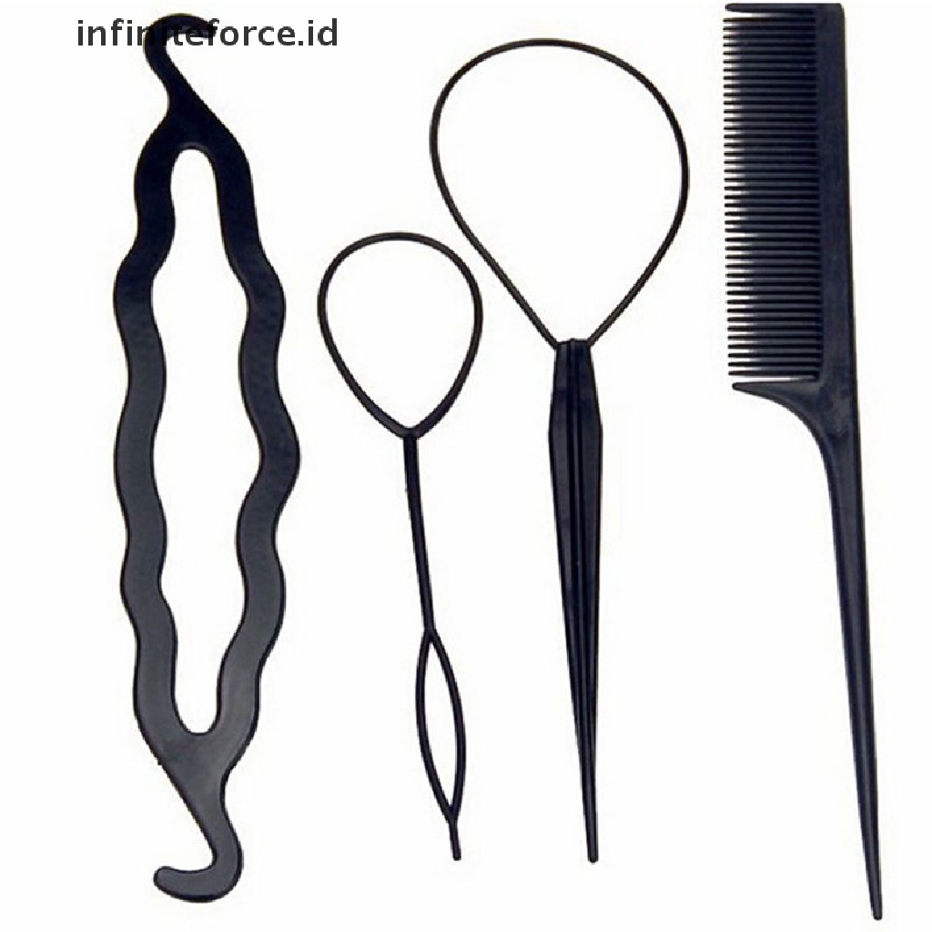 (infiniteforce.id) 4pcs / Set Klip Pembuat Bun / Cepol / Ponytail / Kepang Rambut Untuk Wanita