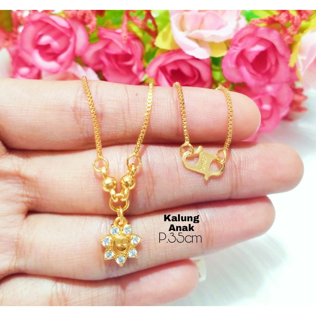 KALUNG TITANIUM ANAK ANAK LIOTIN KEMBANG MATAHARI R0SE GOLD