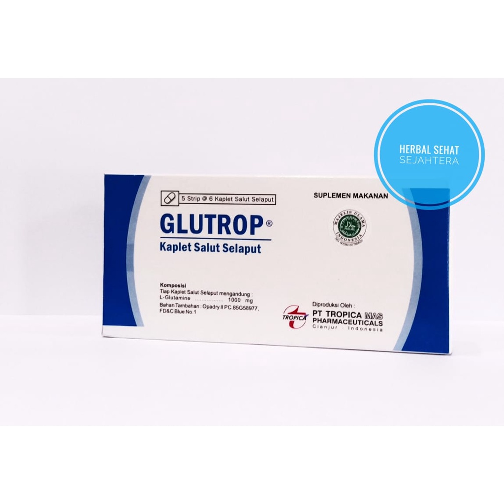 GLUTROP Glutrop Kaplet - Suplementasi asam amino L-glutamine - Tropica