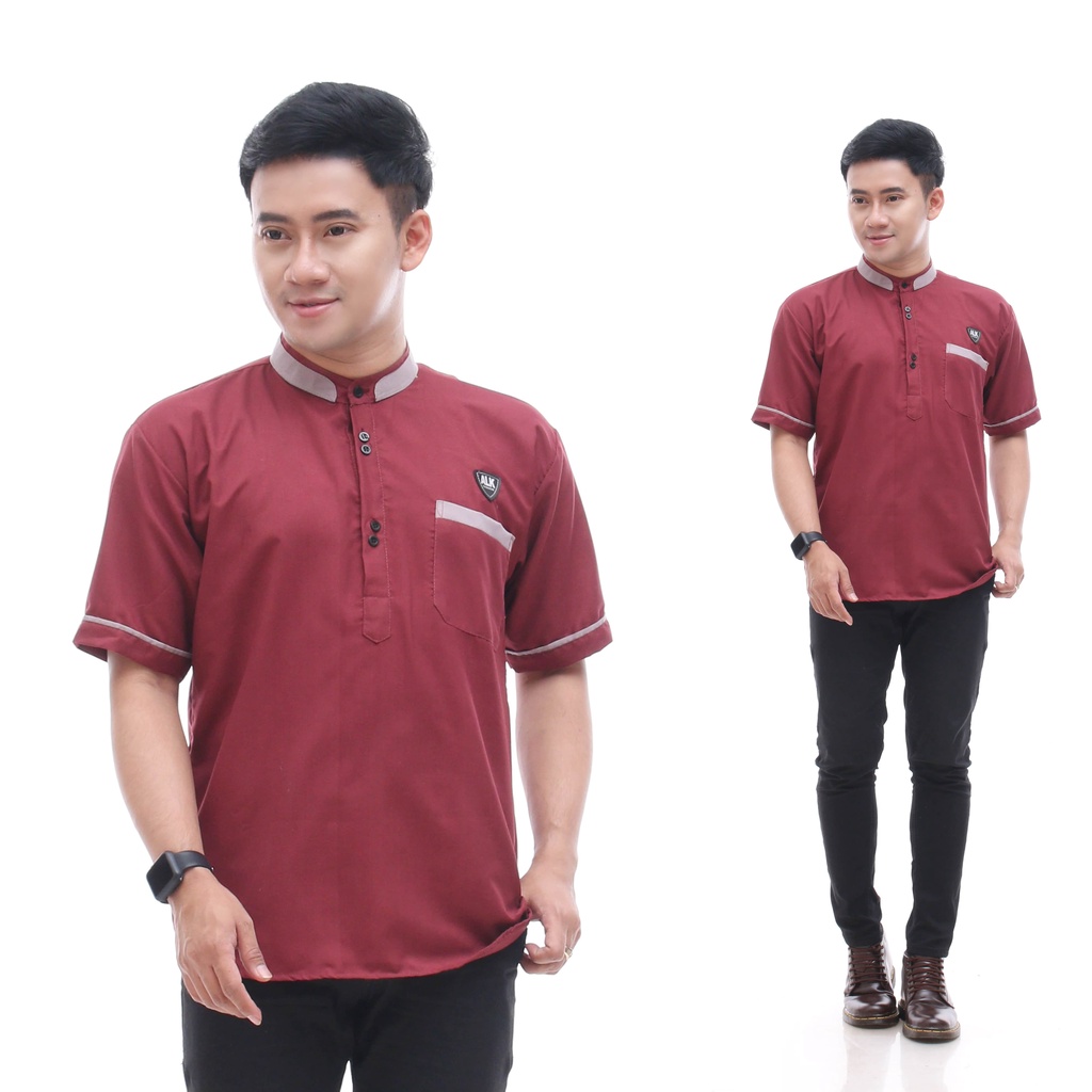 Baju Koko Kurta Lengan Pendek Fashion Muslim Pria Dewasa terbaru Alkhalis