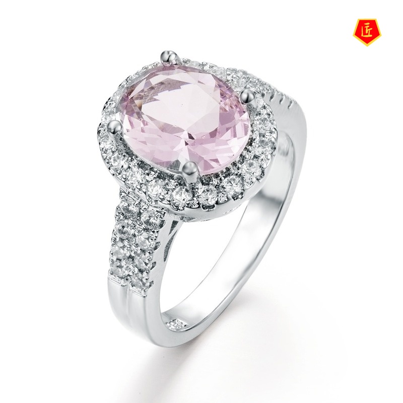 [Ready Stock]Pink Crystal Diamond-Studded Ring Simple Sweet Fashion