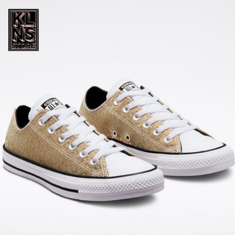 SEPATU CONVERSE ORIGINAL / CONVERSE CT ALL STAR  OX  LEOPARD GLITTER SATURN GOLD WHITE
