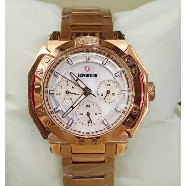 Best seller jam tangan wanita original Expedition  E6385B full  rosegold