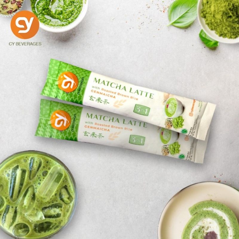 

1 Sacet CY Beverages Matcha Latte With Roasted Brown Rice GENMAICHA 3IN1.