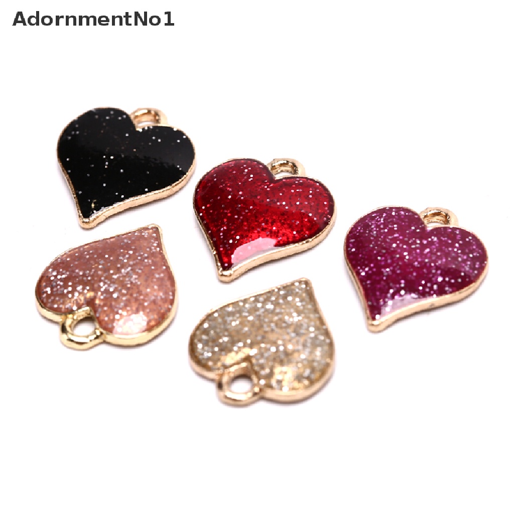 (AdornmentNo1) 10pcs / Set Liontin Hati Enamel Bahan Alloy Handmade DIY Untuk Wanita