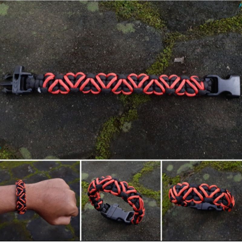 Gelang Paracord 4mm Paracord Bracelet Stitched Heart Salomon