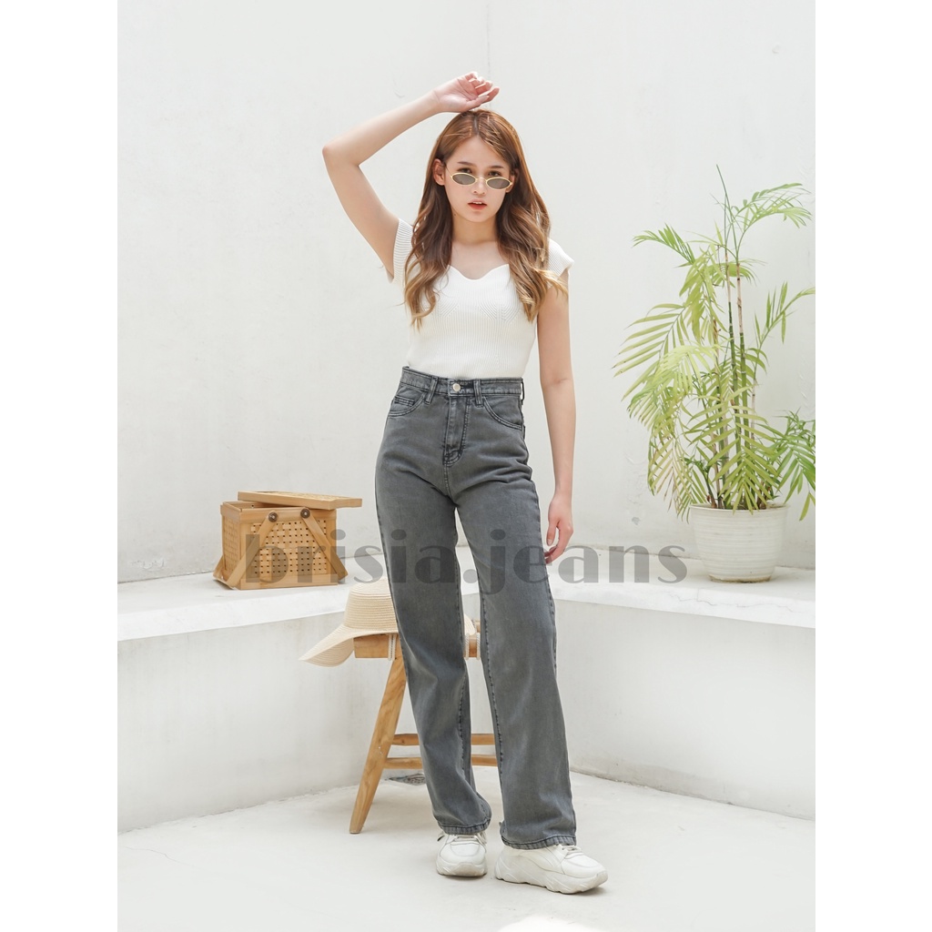 [SIZE 33-38] WENDY Boyfriend Jeans JUMBO - SNOW GREY / BIGSIZE