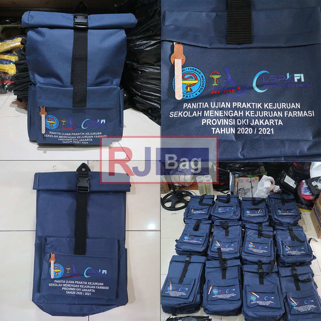 GROSIR CUSTOM Sablon SMK Farmasi Provinsi DKI Jakarta Tas Ransel Cowok Cewek Murah Multifungsi