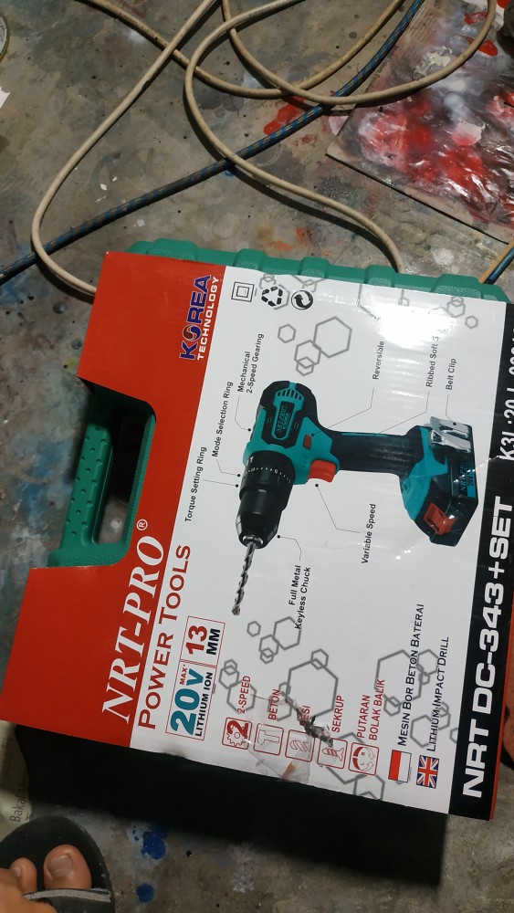 Bor Baterai Nrt-pro Dc-343 Set 20v 13mm (2 Speed) /cordless Impact