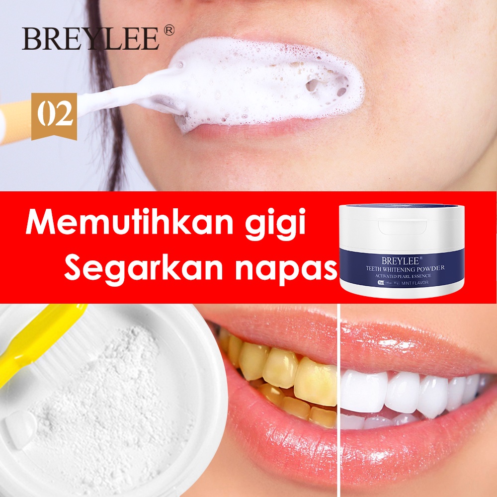 {LB} BREYLEE Teeth Whitening Powder 30gr - BREYLEE TEEHT SERIES PEACH | LIME | GREEN TEA | MINT | ORIGINAL BPOM