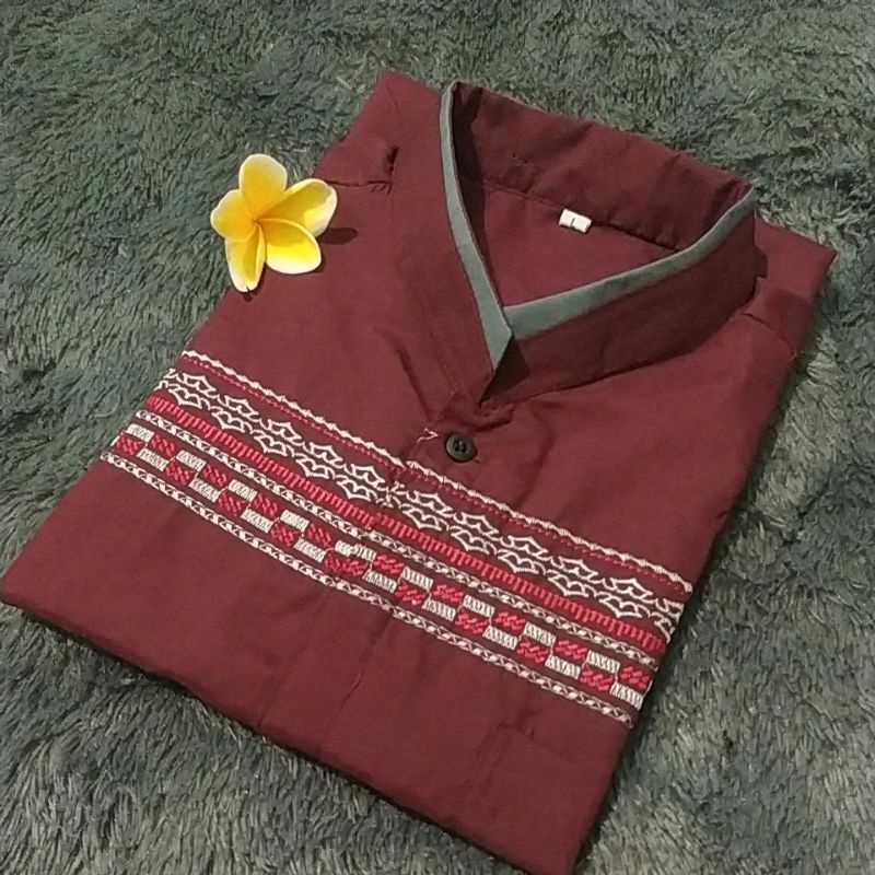 Grosir Baju koko murah/koko lengan pendek-maroon (katun)