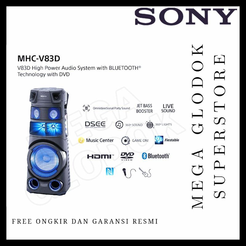 SONY MHC-V83D HIGH AUDIO SYSTEM WITH BLUETOOTH MHCV83D