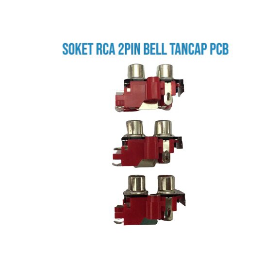 SOKET RCA 2PIN BELL MERAH TANCAP PCB