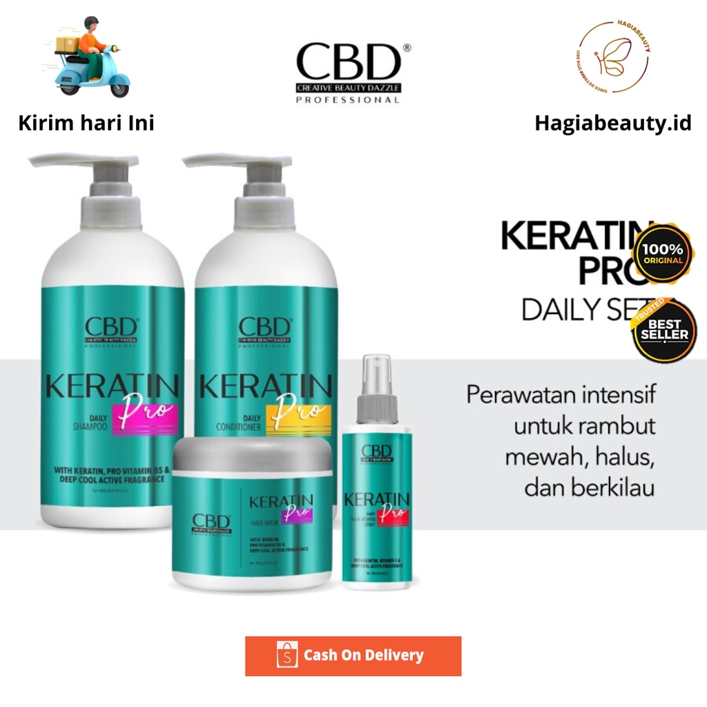 BISA COD - CBD Professional Keratin Pro Daily Shampoo, Keratin Masker Rambut, vitamin Spray CBD I Perawatan Rambut Harian Di Rumah