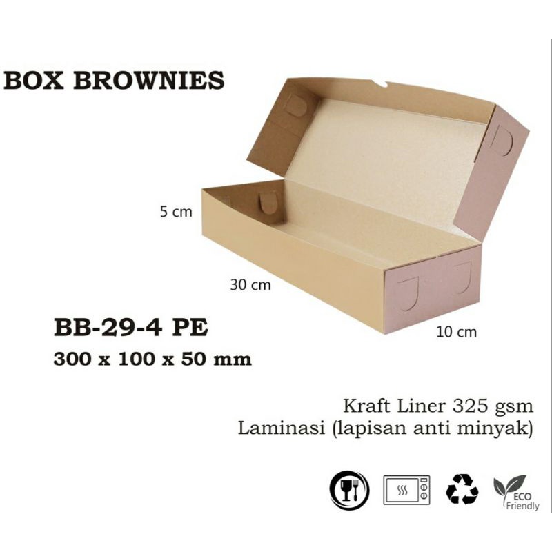 

( isi 5pcs ) BOX KARDUS KOTAK BROWNIES BOLEN KUE ROTI NUGGET BOLU 30x10x5 cm KRAFT 325