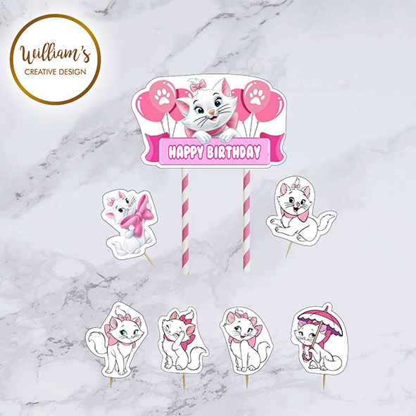 Hiasan Kue Cake Topper Birthday MARIE CAT isi 7