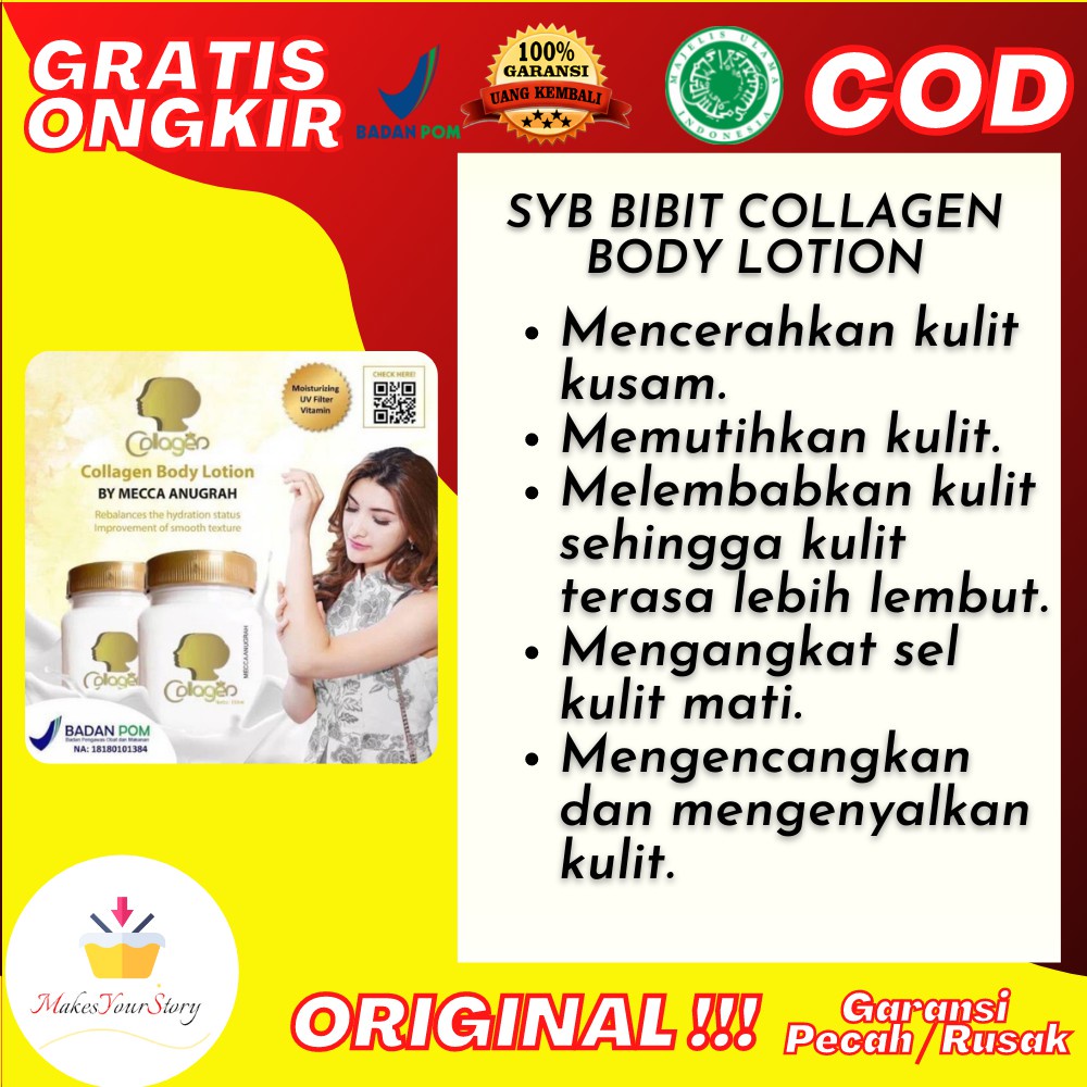 SYB BIBIT COLLAGEN WHITENING HAND BODY LOTION CREAM SHINING BIBIT COLLAGEN PEMUTIH MEMUTIHKAN MENCER