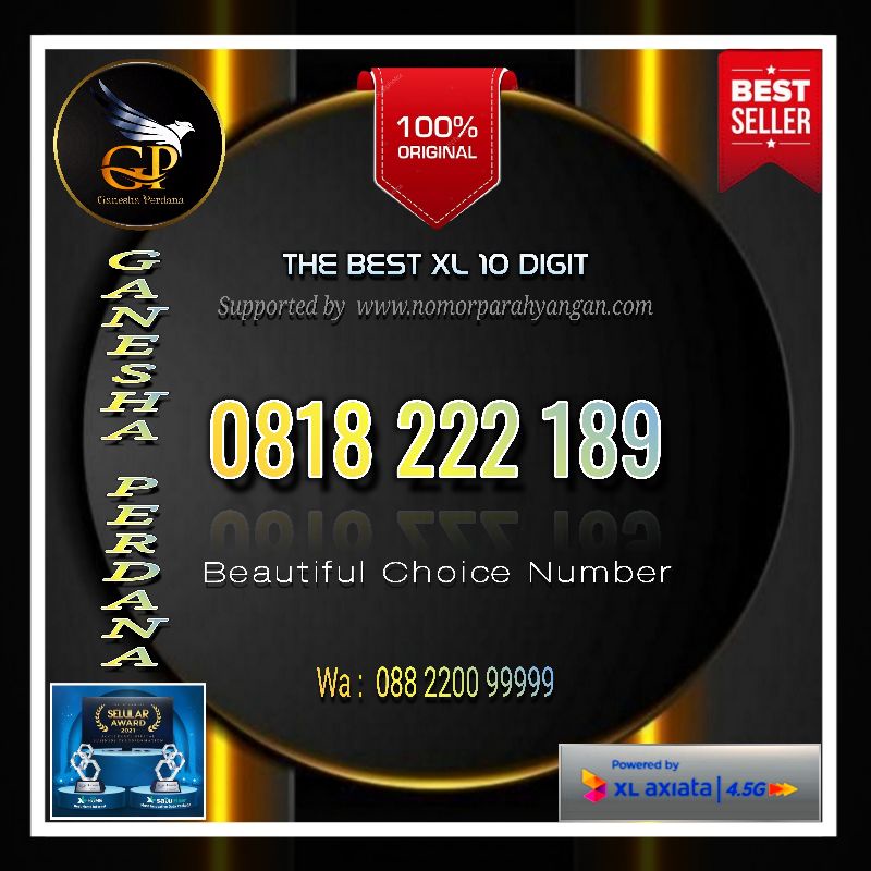 Kartu Perdana Nomor Cantik XL 10 Digit Pasca Bayar Super Triple Hoky 189