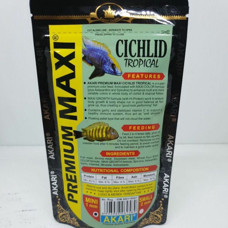 Akari Premium MAXI Cichlid Tropical 100 gr Pelet 1 mm